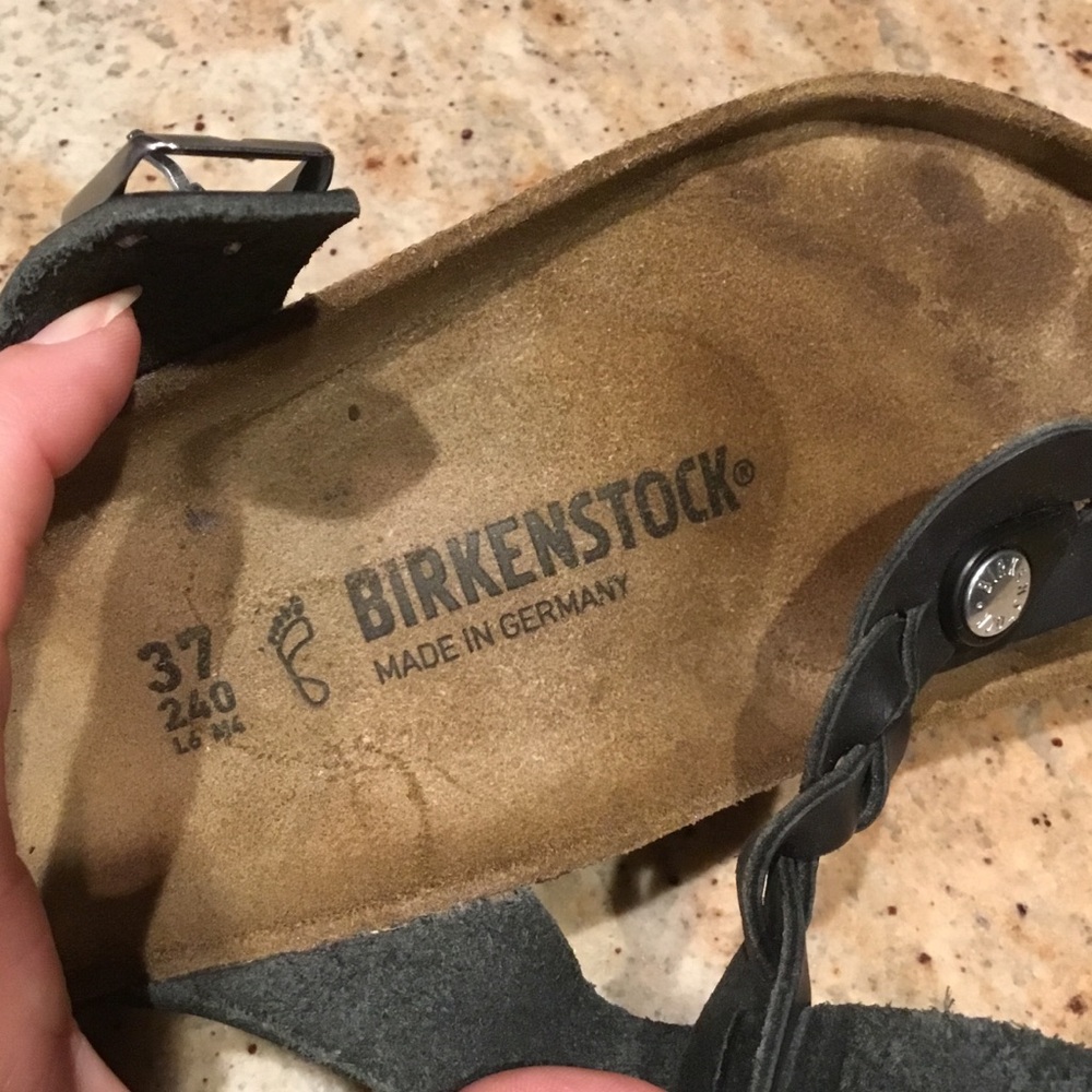 Birkenstock Gizeh Black Braided Oiled Leather Buckle Thong Sandals Regular Width - Picture 8 of 10